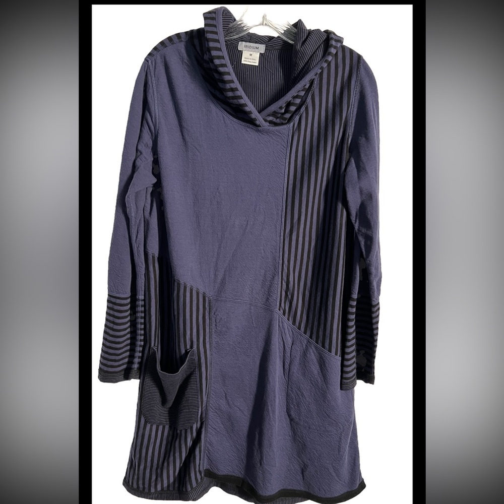 Iridium dress Pima Cotton women’s SZ MED pockets long sleeve HOODIE Blue Purple